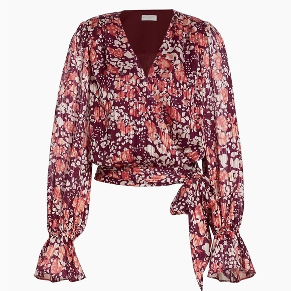 Ramy Brook Melody Floral Wrap Blouse Medium NWT Boho Chiffon - Picture 2 of 15